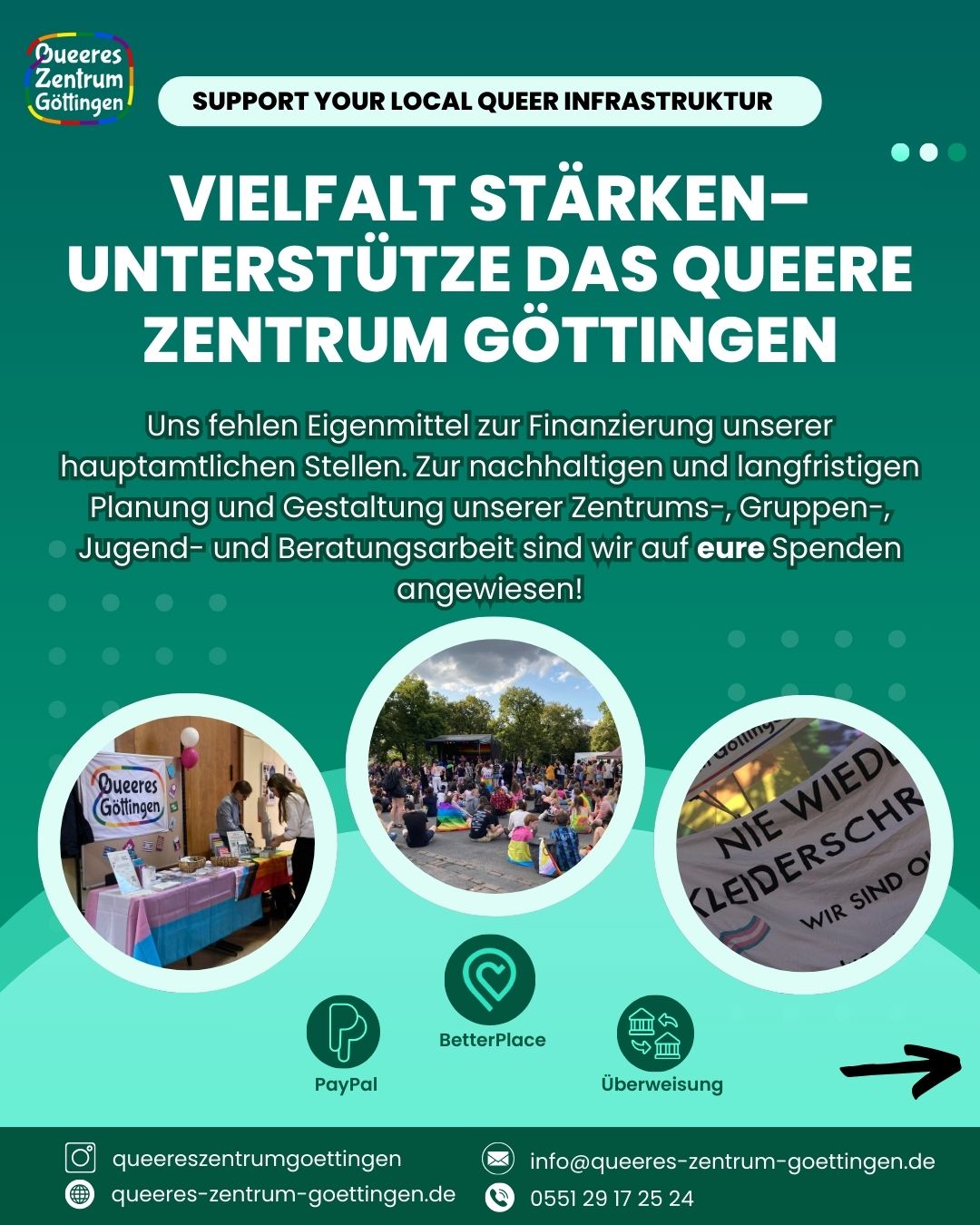 Du betrachtest gerade Jetzt spenden: Vielfalt stärken– Unterstütze das Queere Zentrum Göttingen: