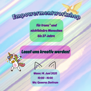 Mehr über den Artikel erfahren Empowermentworkshop für trans* und nichtbinäre junge Menschen bis 27